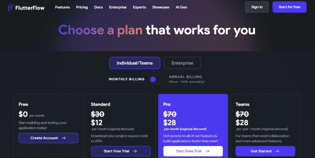 flutterflow pricing