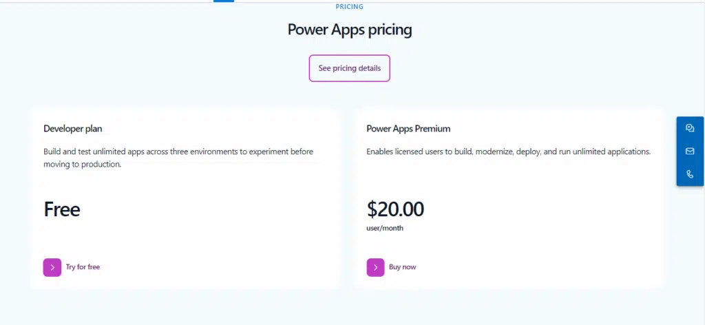 Microsoft PowerApps Pricing